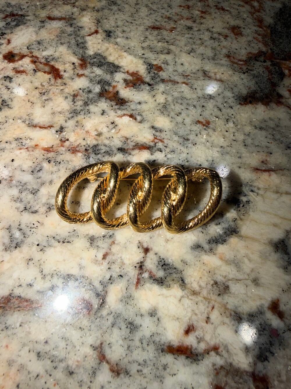 Monet Vintage Gold-Tone Interlocking Link Brooch